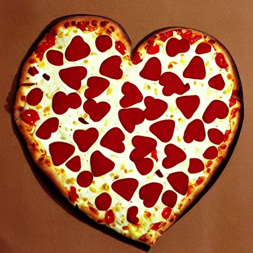 Image similar to heart pizza with bones on it. hyperdetailed photorealism