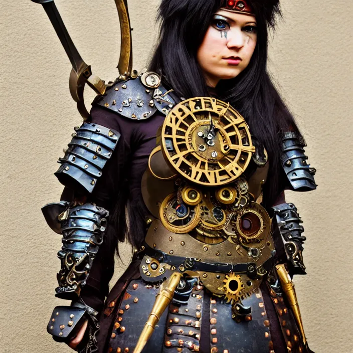 Image similar to full body photograph of a real - life very beautiful clockpunk warrior. extremely detailed. dslr. 8 5 mm.