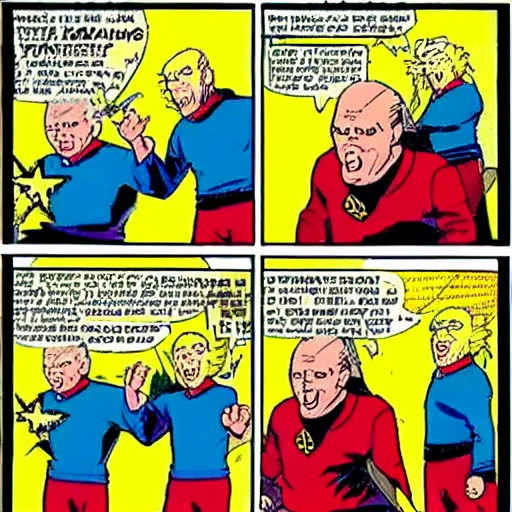 Image similar to star trek captain spock going super saiyan in the comic book archie bunker, r. crumb