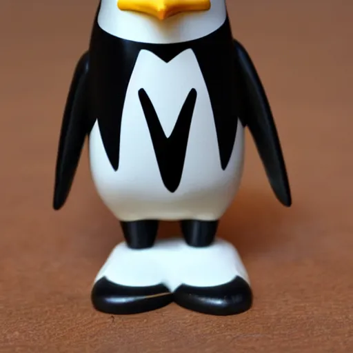 Image similar to anthro penguin in a black suit, vinyl toy figurine