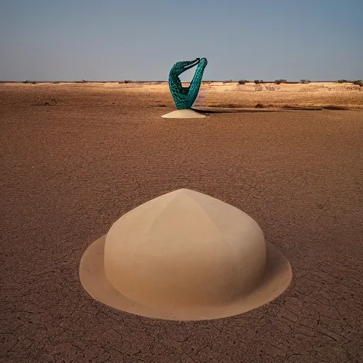 Prompt: architectural photograph by iwan baan of a playful building in the shape of a monitor lizard in the middle of the desert, designed by future systems