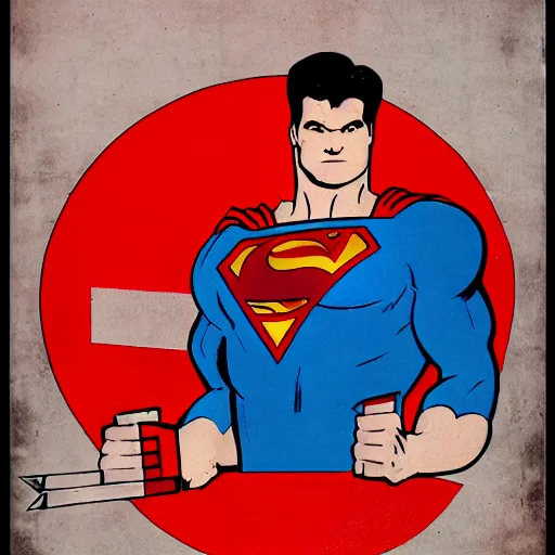 Image similar to soviet superman with hammer and sickle