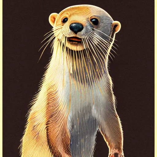 Prompt: Norman Rockwell painting of a very apologetic otter, artstation, furaffinity, high res, 4k