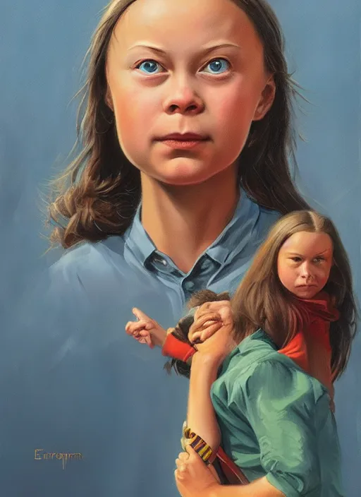 Image similar to greta thunberg, artwork by earl norem, detailed digital art, trending on Artstation