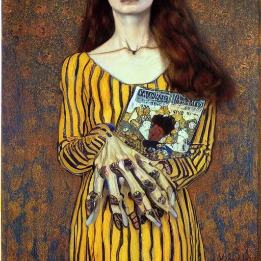 Image similar to portrait painting young woman skeleton, pikachu, comic book, elegant, highly detailed, painted by Singer Sargent and klimt