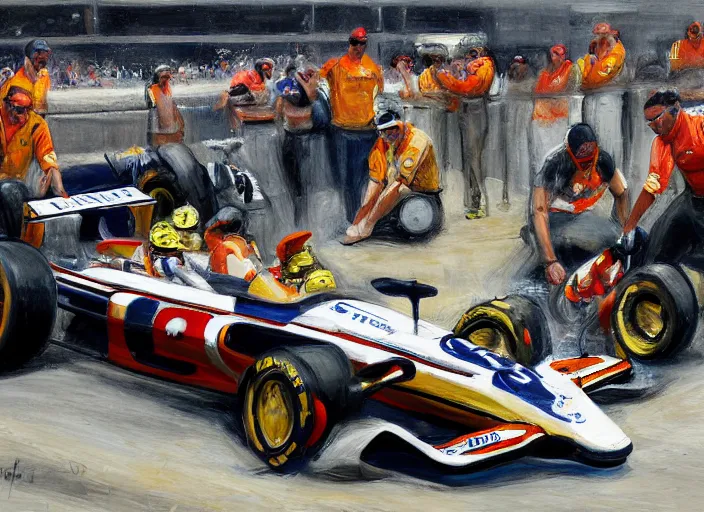 Image similar to indy 5 0 0 pit crews, by andreas grusky