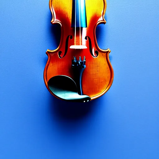 Image similar to a stock photo of a violin, product photography, blue background, low aperature, award winning