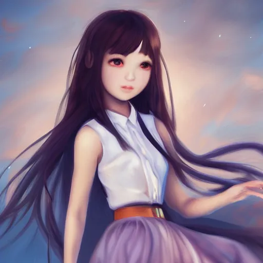 Prompt: a girl with a skirt, art by sakimi chan, 8K, highly detailed, digital painting, smooth, sharp focus, illustration