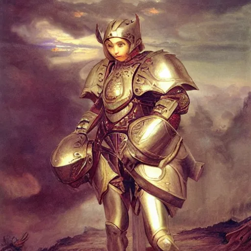 Prompt: armor, fantasy, sophie anderson
