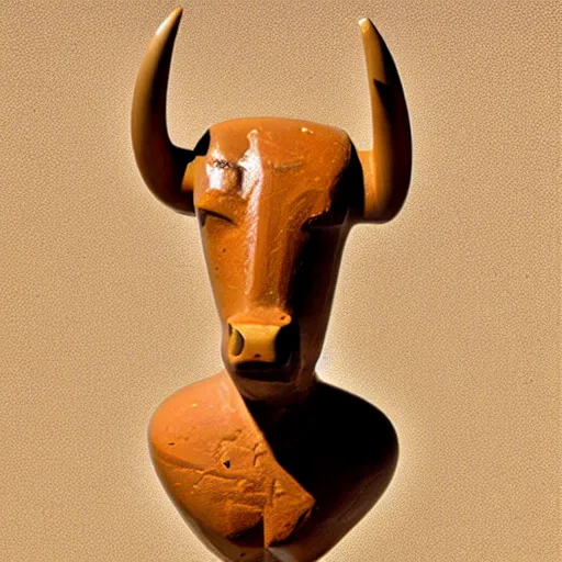 Prompt: bull, cycladic figurine