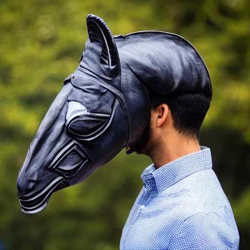 Image similar to man wearing horse head mask