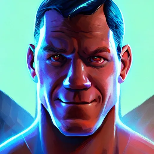 Image similar to Portrait of John Cena as a superhero, mattepainting concept Blizzard pixar maya engine on stylized background splash comics global illumination lighting artstation lois van baarle, ilya kuvshinov, rossdraws
