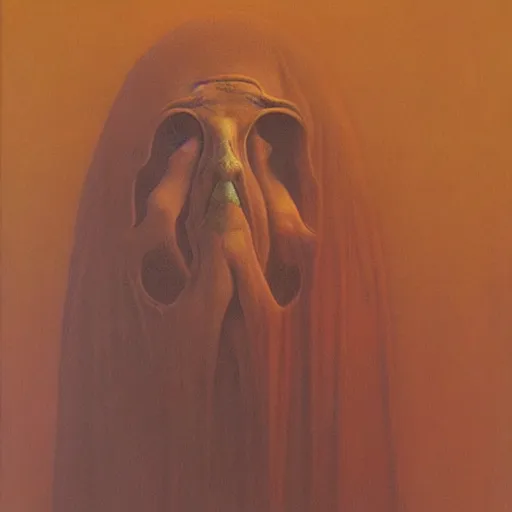 Image similar to witch by Zdzisław Beksiński, oil on canvas