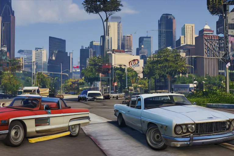 Image similar to screenshot of Grand Theft Auto 6: Atlanta, for ps5, Highly Detailed, Unreal engine 5, HD, 8k, GTX 3090,