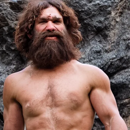 Prompt: A high quality picture of a cavemen, 8k
