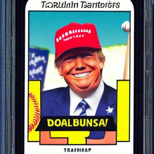 Image similar to baseball card of donald trump with team called american traitors with russia flag