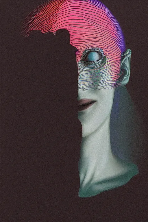 Image similar to woman wearing oculus and digital glitch head edward hopper and james gilleard, zdzislaw beksisnski, higly detailed