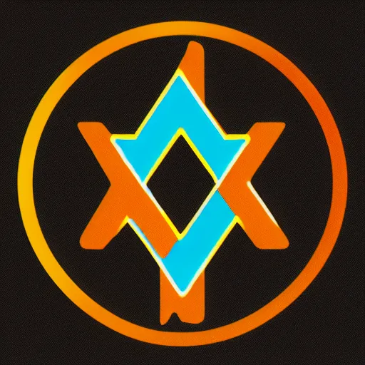 Prompt: Logo with Amber V and Cyan C crossing over each other on a black background