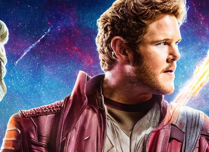 Image similar to film still of Star-Lord getting married in the new Guardians of the Galaxy movie, 4k