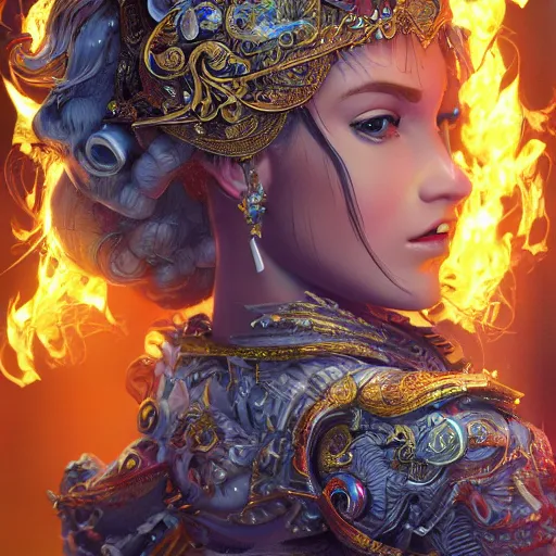 Prompt: princess, godly, beautiful, intricate, hyper detailed, octane, 4 k, sexy, fire