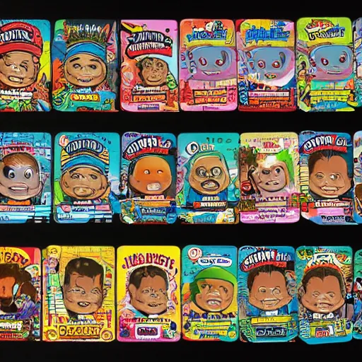 Image similar to the garbage pail kids trading cards, 8 k resolution hyperdetailed photorealism