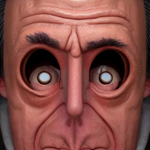 Image similar to rick from rick and morty 3 d render photorealistic unreal facial details eyes nose mouth teeth clay soft light engine photorealistic ultra - realistic highly detailed focus photography lighting digital painting hd adultswim by kyle lambert