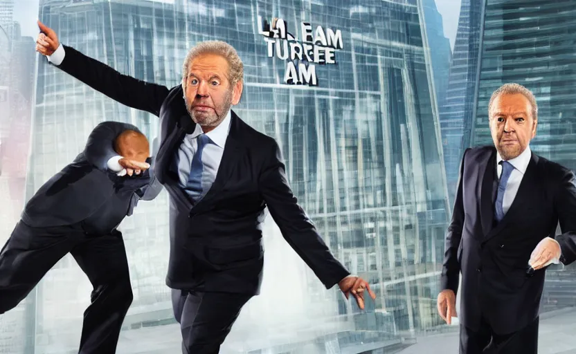 Image similar to alan sugar dream sequence. the apprentice. running. confusing