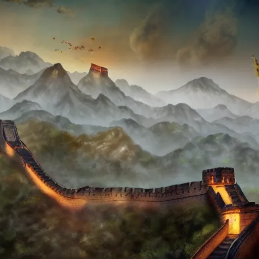 Image similar to The Great Wall of Mordor, top post of all time on /r/ImaginaryLandscapes subreddit