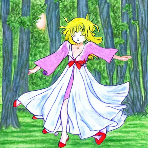 Image similar to girl in a white gown dancing in her bedroom as the sun is rising drawn by naoko takeuchi