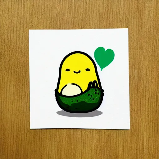 Prompt: avocado character in the style of gudetama