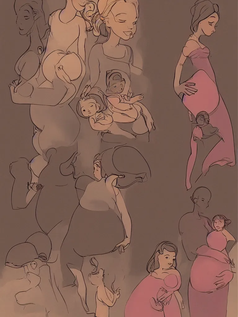 Image similar to pregnancy by disney concept artists, blunt borders, golden ratio