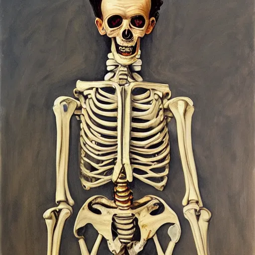 Image similar to high quality high detail painting by lucian freud, hd, woman with mech skeleton