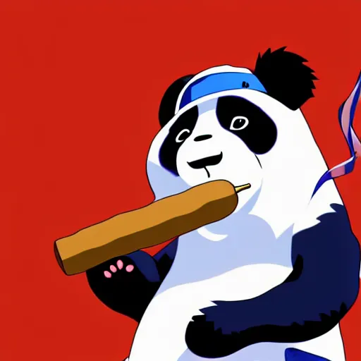 Prompt: patriotic anime panda bear smoking a cigar, 4 k, high resolution, still, landscape, hd, dslr, hyper realistic, illustration, anime