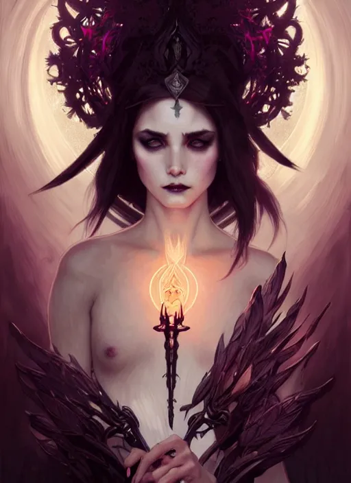 Image similar to a beautiful cinematic Necromancer Sorceress goddess of death, fantasy magic, undercut hairstyle, dark light night, intricate, elegant, sharp focus, illustration, highly detailed, digital painting, concept art, matte, art by WLOP and Artgerm and Greg Rutkowski and Alphonse Mucha, masterpiece