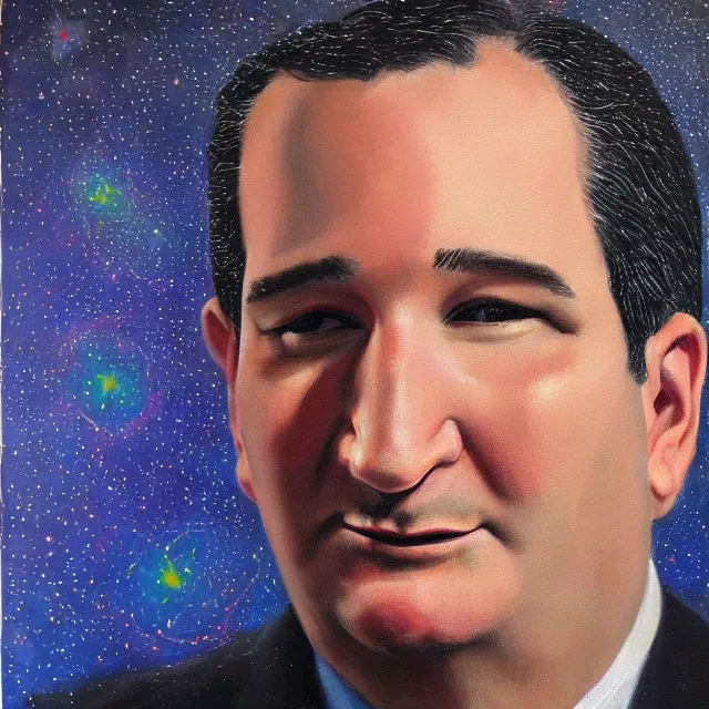 Prompt: an oil on canvas portrait painting of ted cruz, surrealism, surrealist, cosmic horror, high detail