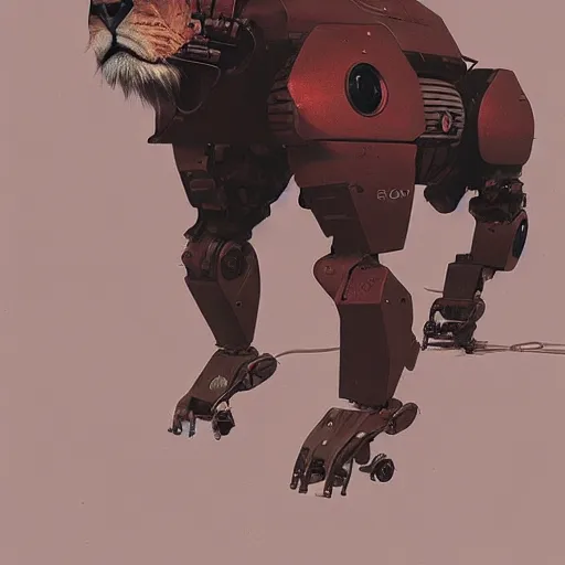 Prompt: a robotic lion , artwork by Sergey Kolesov, detailed, dynamic, cinematic composition