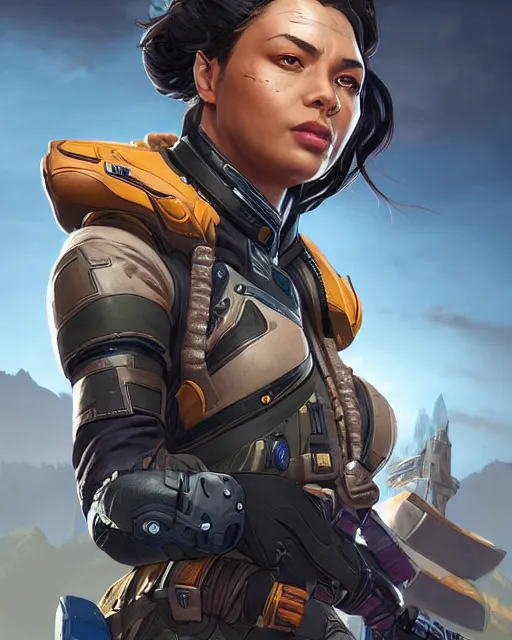 Prompt: Amazon Majesty as an Apex Legends character digital illustration portrait design by, Mark Brooks and Brad Kunkle detailed, gorgeous lighting, wide angle action dynamic portrait