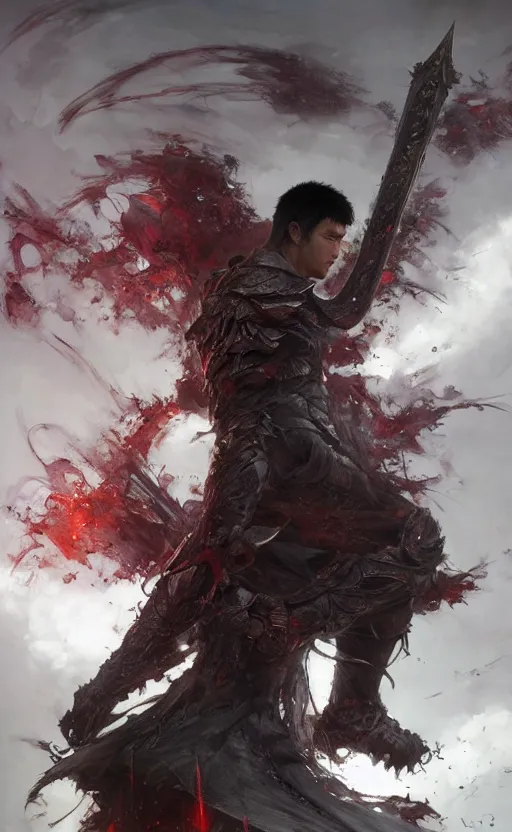 Prompt: full body shot Guts Berserk, digital 2d, extremely detailed, made by wlop, maxwell boas, Naranbaatar Ganbold, Raymond Swanland and Ruan Jia. Masterpiece. Repin. Greg Rutkowski