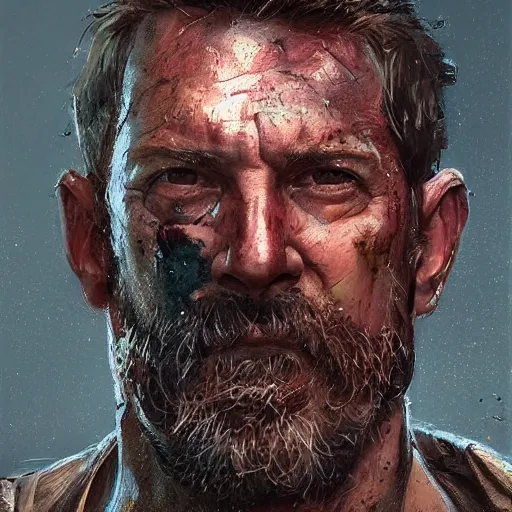 Prompt: Portrait of a man by Greg Rutkowski, he is about 50 years old, badass redneck features, messy copper short hair, strong, tired expression, father figure image, he is wearing a futuristic police gear, highly detailed portrait, scifi, digital painting, artstation, concept art, smooth, sharp foccus ilustration, Artstation HQ.