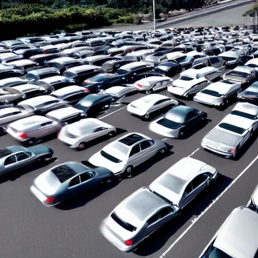 Image similar to Beatiful liminal Fuzzy Photograph of an infinite never-ending parking lot filled with cars, low angle