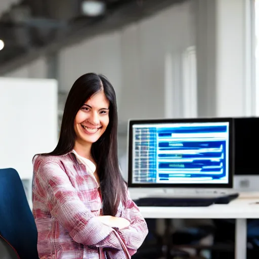 Image similar to smiling software engineer in chair