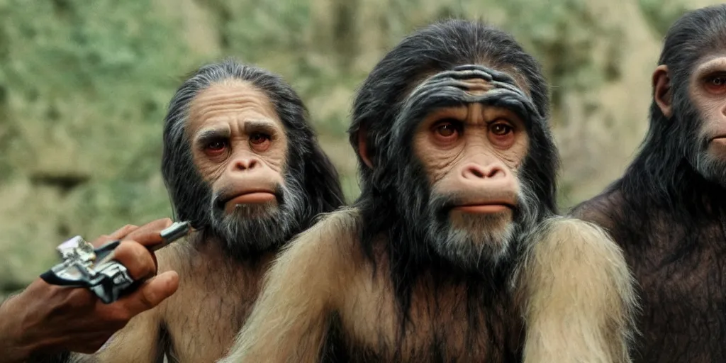 Image similar to film still of Tommy Chong in Planet of the Apes