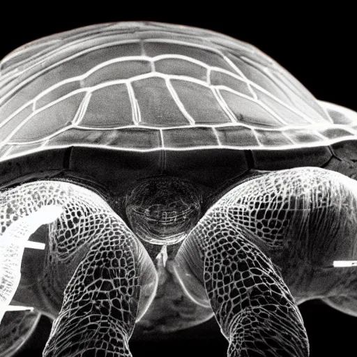 Image similar to tortoise x - ray bright lights, operating room, closeup, wide angle