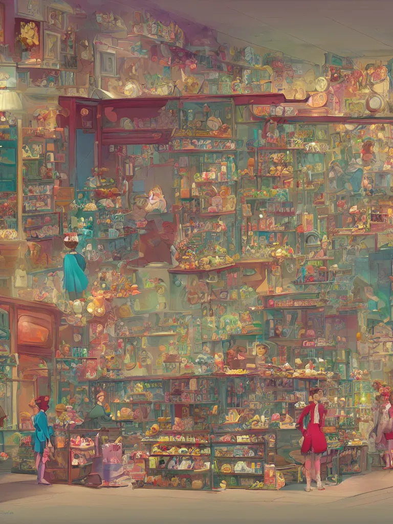 Image similar to candy store by disney concept artists, blunt borders, rule of thirds