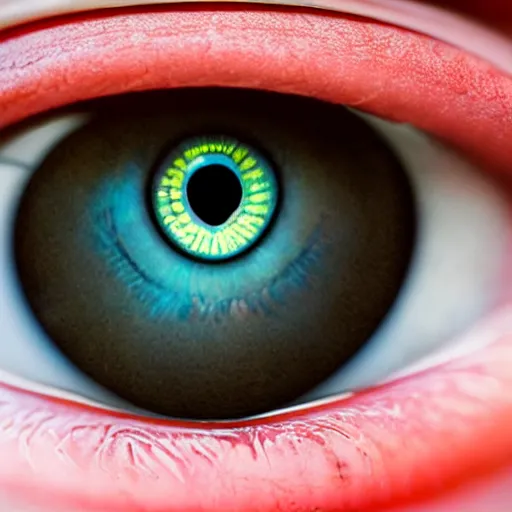 Prompt: close up camera shot of inhuman alien eyes staring at the camera, high resolution photograph