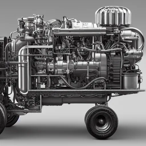 Prompt: highly detailed 2 mw cummins diesel generator, concept art, character art, studio lightning, bright colors, intricate, masterpiece, photorealistic, hyperrealistic, sharp focus, high contrast, artstation hq, deviantart trending, 4 k uhd, unreal engine 5