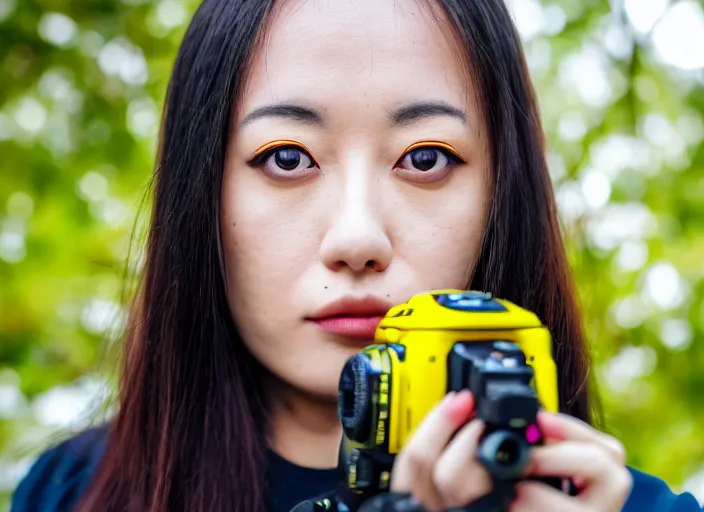 Image similar to dslr portrait photo still of rimuru tempest with yellow!!! eyes!!!, 8 k, 8 5 mm f 1. 8