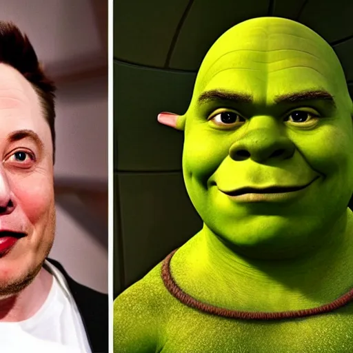 Image similar to shrek with elon musk in the bath photo - realistic