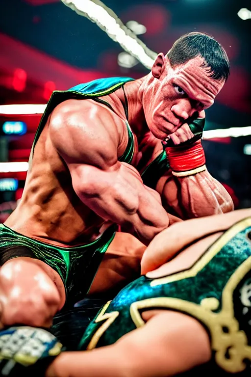 Prompt: john cena wrestling with kamen rider, high resolution, vogue, intricate, face features, body features, photorealistic, smooth, 4 k, aesthetic lighting, baroque object, sharp focus, hyperdetailed object, by : canon eos 5 d mark iv and sigma 7 0 - 2 0 0 mm f / 2. 8 dg os hsm sports