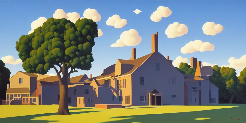 Image similar to the school, blue sky, summer evening, kenton nelson